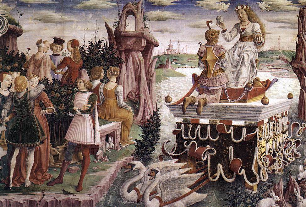 Cossa, Francesco del (1436-1478)- Allegory of April - Triumph of Venus (detail) 1.jpg